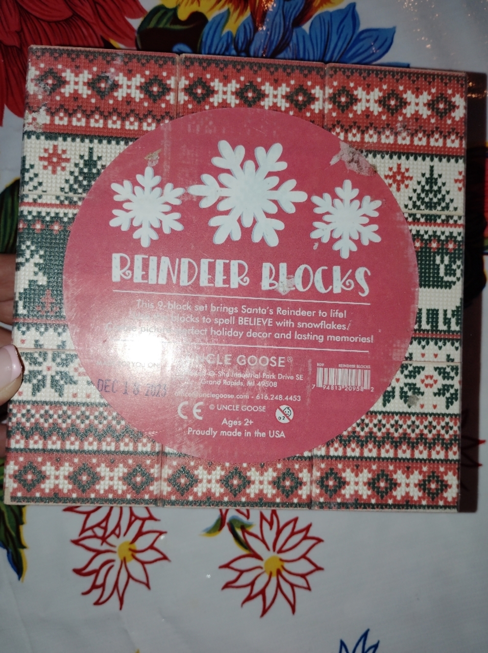 Uncle Goose Wooden Reindeer Tile Block Set Festive Montessori NIP